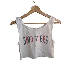 Grayson / Threads Sleepwear Good Vibes White Crop Top Tank Women's Size Small